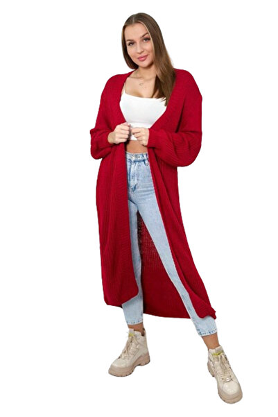 Kesi Pulover cardigan lung roșu