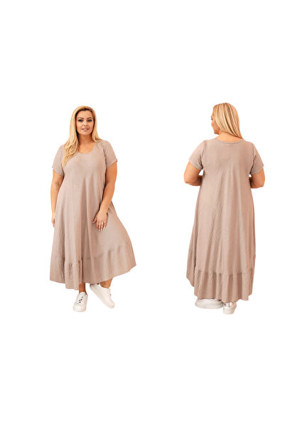 Kesi Fango Viscose maxi dress for women, plus size, with short sleeves