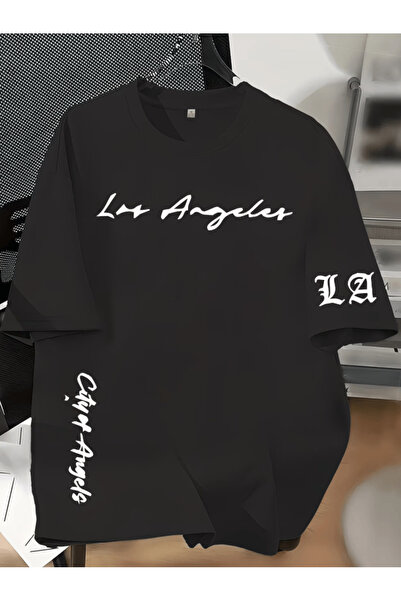 gencerco تي شيرت لوس أنجلز مطبوع بريميوم كبير الحجم