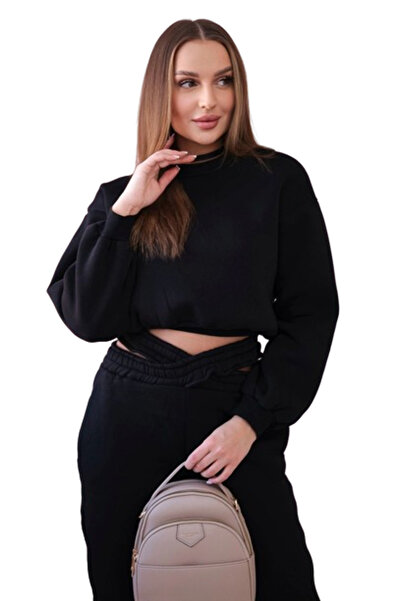 Kesi Set izolat cu hanorac scurt, negru