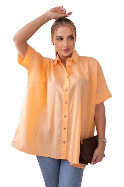 Kesi Short-Sleeved Cotton shirt, apricot color