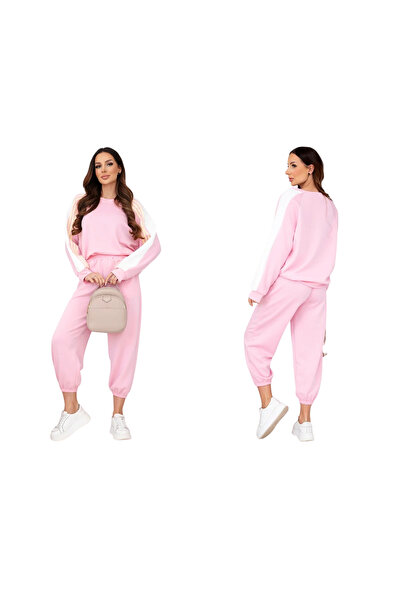 Kesi Set sport roz deschis pentru femei cu dungi decorative | Butter