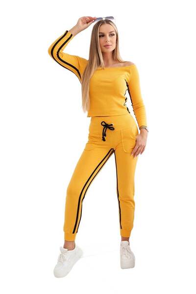 Kesi Set cu dungi duble muștar + negru
