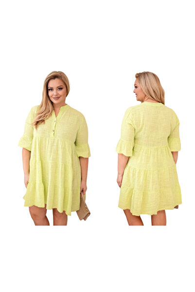 Kesi Women's light green dress, boho style, plus size