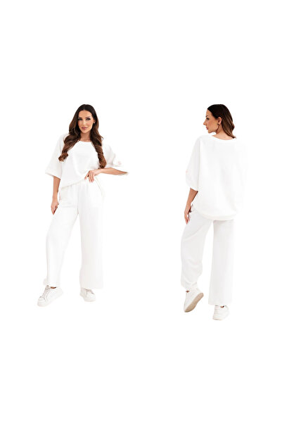 Kesi Women's ecru Viscose set, consisting of a sweatshirt and wide pants | Bu...