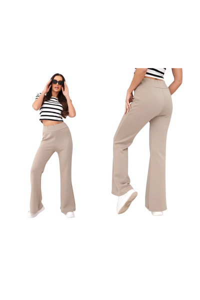 Kesi Pantaloni de damă Fango din viscoză, cu talie înaltă și croi larg