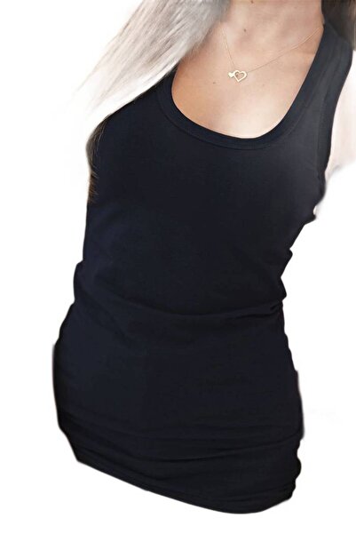 Kesi Bluză de damă din bumbac cu bretele și decolteu rotund, bleumarin