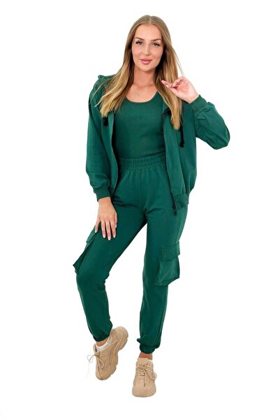 Kesi Set 3 în 1: hanorac + top + pantaloni, verde