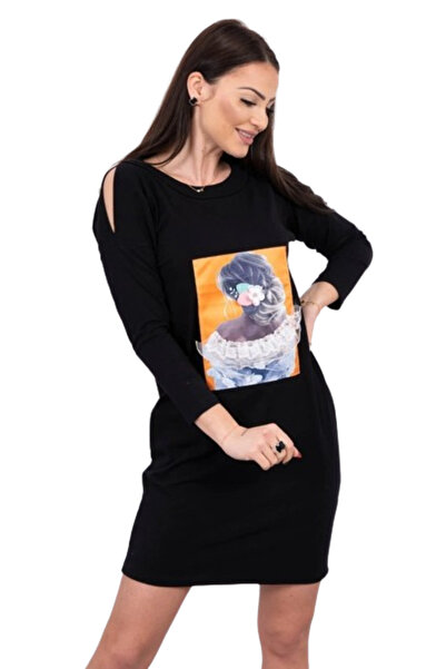 Kesi 3D graphic dress, black Lace