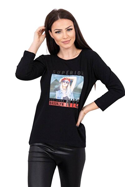 Kesi Bluză imprimată superior neagră