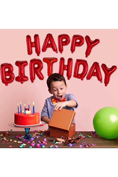 PARTİ AŞKI Kırmızı Happy Birthday Yazılı Folyo Balon Seti 13 Harf Balon & Iyi...