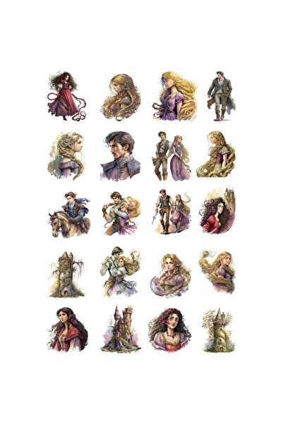 OEM Autocolant decorativ, Prințesă și Prinț cu 20 de mini-autocolante, violet