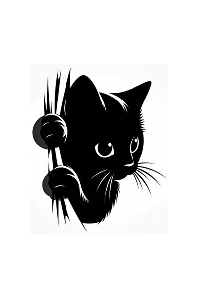 OEM Διακοσμητικό αυτοκόλλητο, Γάτα, Μαύρο