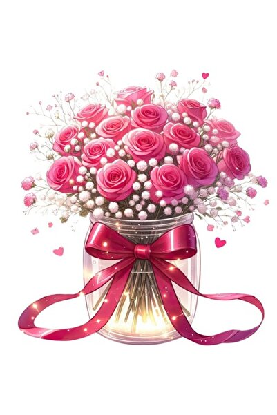 OEM Autocolant decorativ, borcan cu flori, roșu