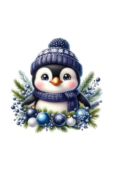 OEM Διακοσμητικό Αυτοκόλλητο, Χριστούγεννα, Πιγκουίνος, Μπλε