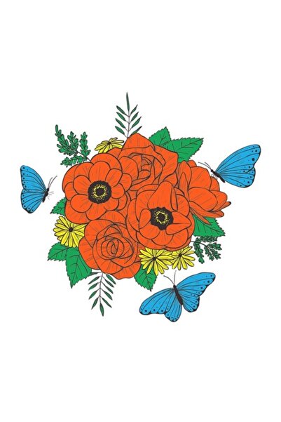 OEM Decorative Sticker, Flower Bouquet, Orange