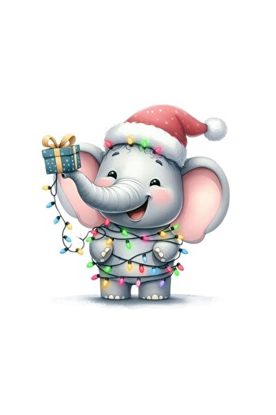 OEM Διακοσμητικό Αυτοκόλλητο, Χριστούγεννα, Ελέφαντας, Γκρι