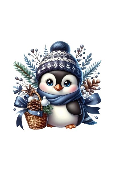 OEM Διακοσμητικό Αυτοκόλλητο, Χριστούγεννα, Πιγκουίνος, Μπλε