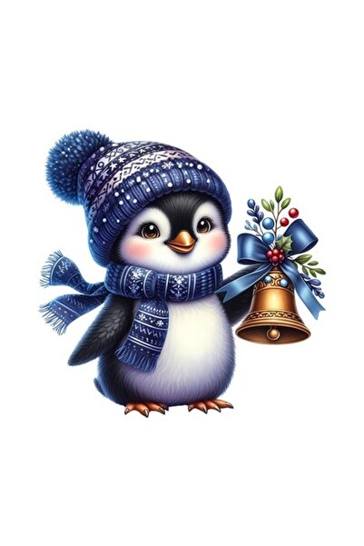 OEM Decorative Sticker, Christmas, Penguin, Blue