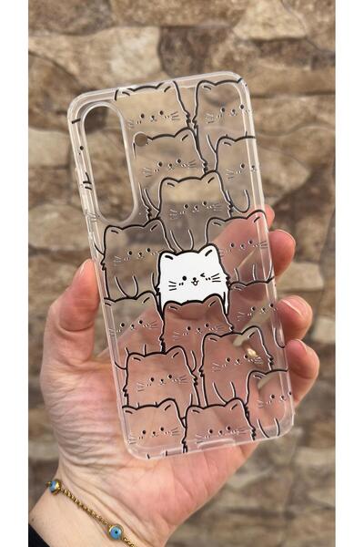 Vip Case Samsung Galaxy S25 FE Uyumlu Manycat Desenli Şeffaf Darbe Emici Kame...
