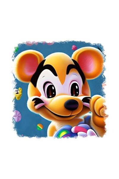 OEM Декоративен стикер, Мишка, Жълт, 55 см