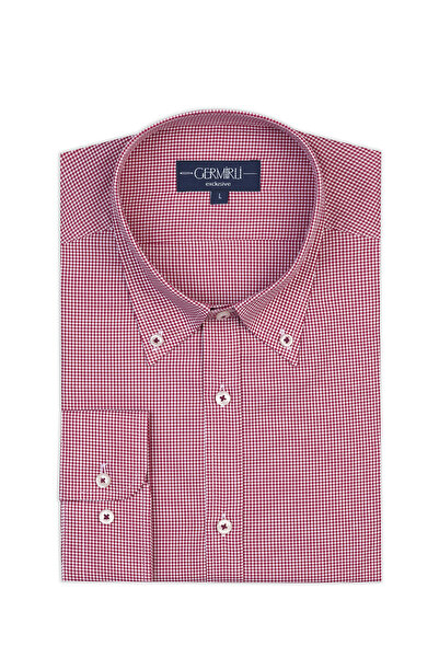 Germirli Albini Relax Formula Bordo Pötikareli Exclusive Tailor Fit Düğmeli Y...