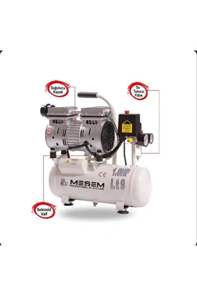 ValoriaHome Meşem Sessiz Hava Kompresörü 9 Litre Yağsız Sessiz Motorlu Hava T...
