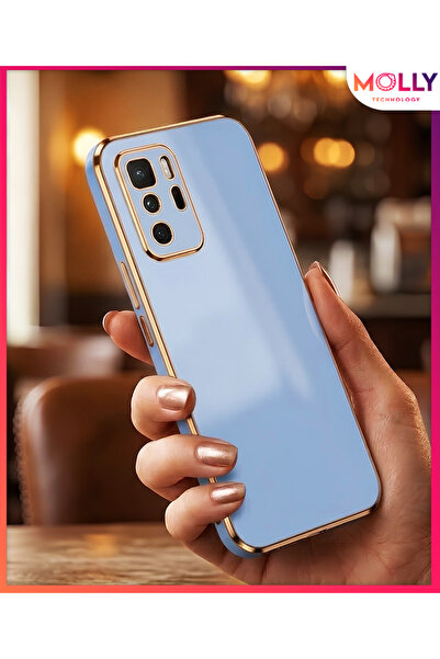 Molly Petrol Blue Edges Gold Detailed Luxury Silicone Case for Poco X3 Gt