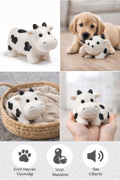 Erzi Vinil İnek Köpek Oyuncağı – Ses Çıkaran Dayanıklı Evcil Hayvan Oyuncağı