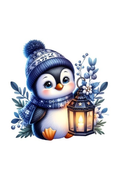 OEM Διακοσμητικό Αυτοκόλλητο, Χριστούγεννα, Πιγκουίνος, Μπλε