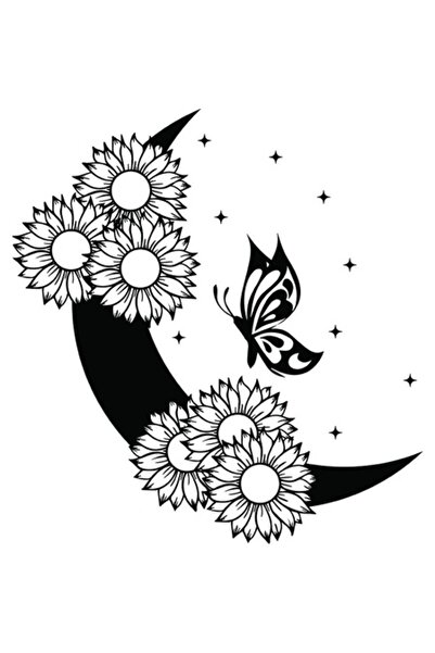 OEM Διακοσμητικό αυτοκόλλητο, Πεταλούδα Φεγγάρι, Μαύρο, 63 εκ.