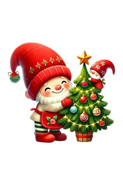 OEM Decorative Sticker, Christmas, Elves, Red