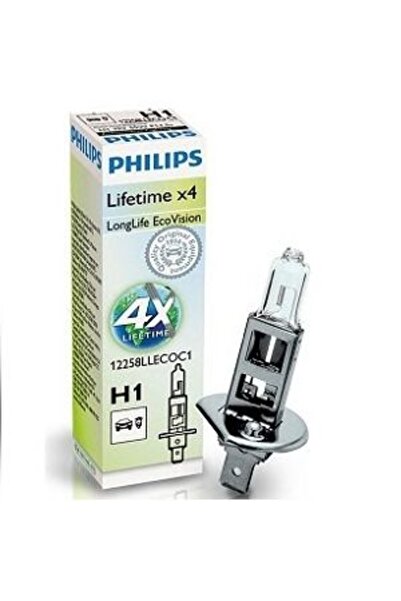 Philips Bec halogen pentru faruri auto EcoVision H1 55W 12V 12258LLECOC1 cu d...