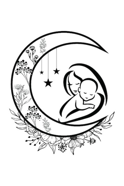 OEM Διακοσμητικό αυτοκόλλητο, Φεγγάρι, Μαύρο, 70 εκ.