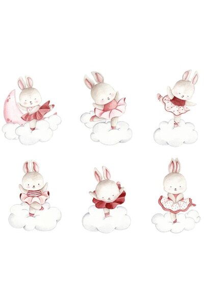 OEM Διακοσμητικό αυτοκόλλητο, λαγουδάκια, μπαλαρίνα