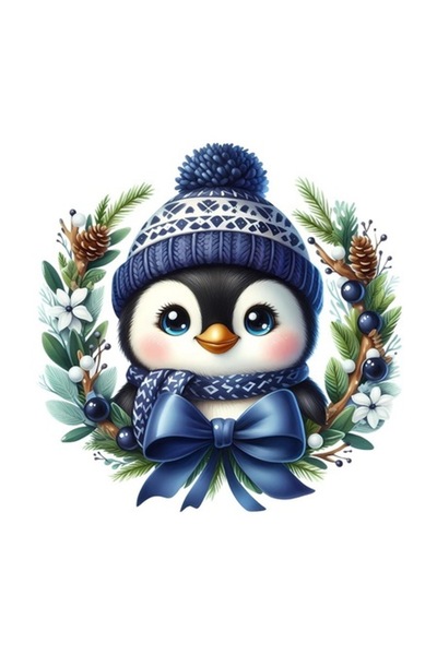 OEM Διακοσμητικό Αυτοκόλλητο, Χριστούγεννα, Πιγκουίνος, Μπλε