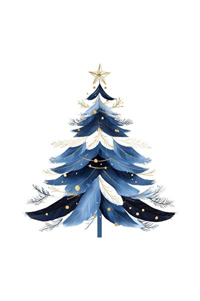 OEM Декоративен стикер, Коледа, Дърво, Синьо