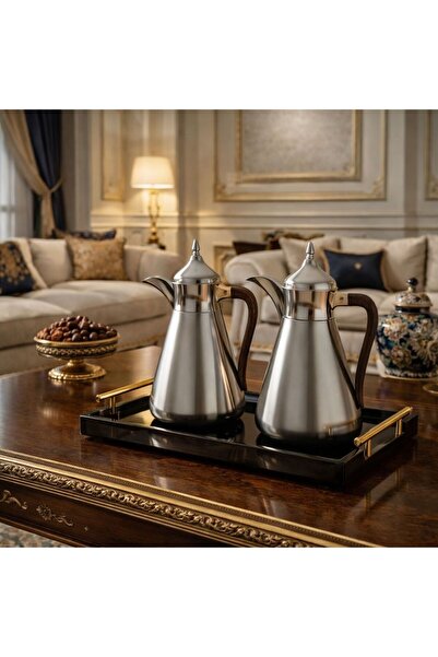 sahal aloula طقم ترامس سنا فضي مطفي حافض للحرارة من 6-9 ساعات 1 لتر