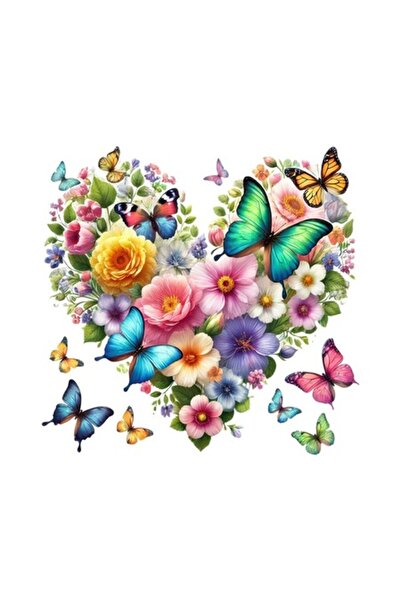 OEM Autocolant decorativ, inimă de flori, multicolor