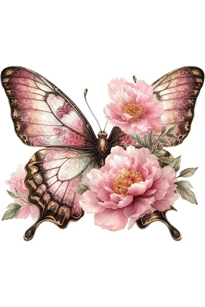 OEM Car Sticker, Butterfly and Flowers, 29 cm