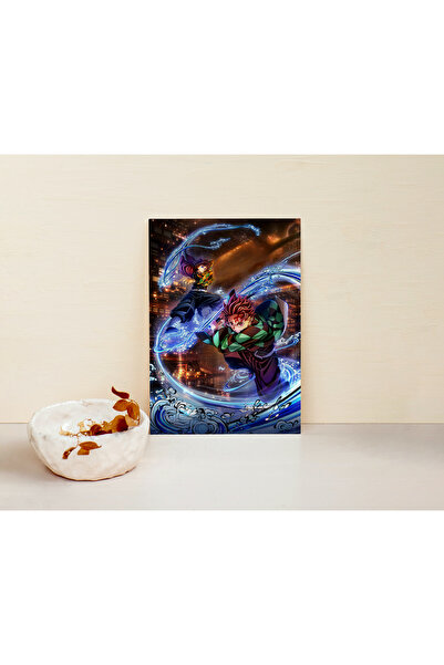 Tanjiro Giyu Demon Slayer Anime Tasarım Metal Poster - Hediyelik Poster - Metal Tablo