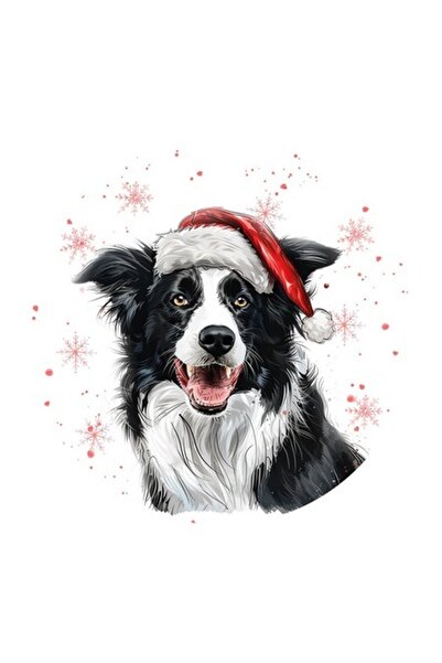 OEM Autocolant decorativ, Crăciun, Border Collie, multicolor