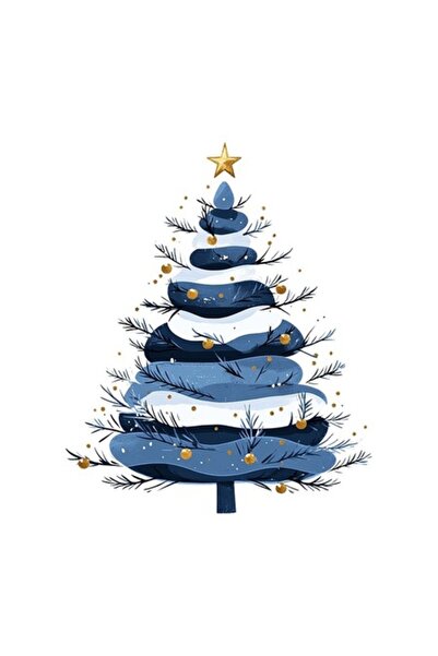 OEM Декоративен стикер, Коледа, Дърво, Синьо