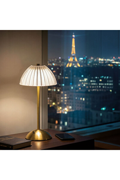 Phenom Lampa de masa - auriu - caldura reglabila, luminozitate - μπαταρία USB