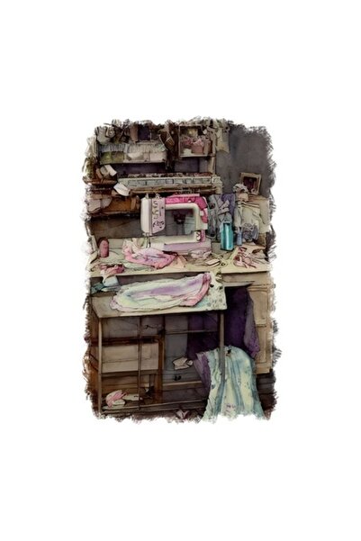 OEM Decorative Sticker, Sewing Machine, Brown, 85 cm