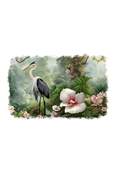 OEM Autocolant decorativ, Pasăre în natură, Verde, 85 cm