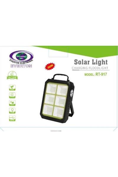 ELBA Everton Rt-917 Şarjlı 300w Solar Panelli Projektör Led