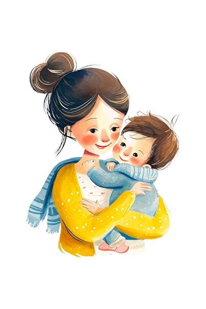 OEM Autocolant decorativ, Mamă și copil, galben