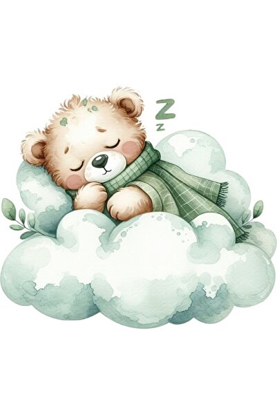 OEM Διακοσμητικό αυτοκόλλητο, Αρκούδα σε σύννεφο, Τυρκουάζ