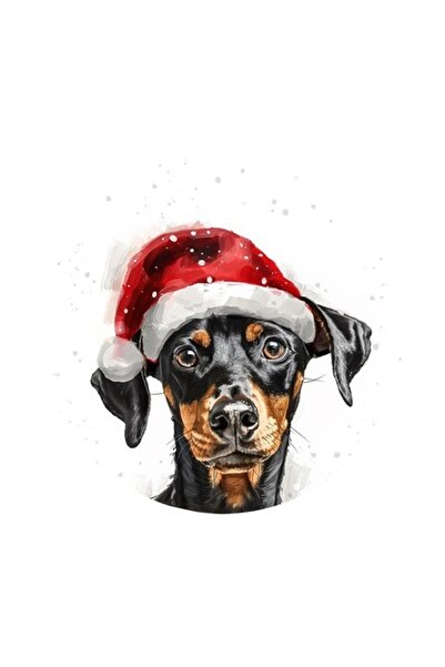 OEM Διακοσμητικό αυτοκόλλητο, Χριστουγεννιάτικο, Γερμανικό Πίνσερ, Πολύχρωμο